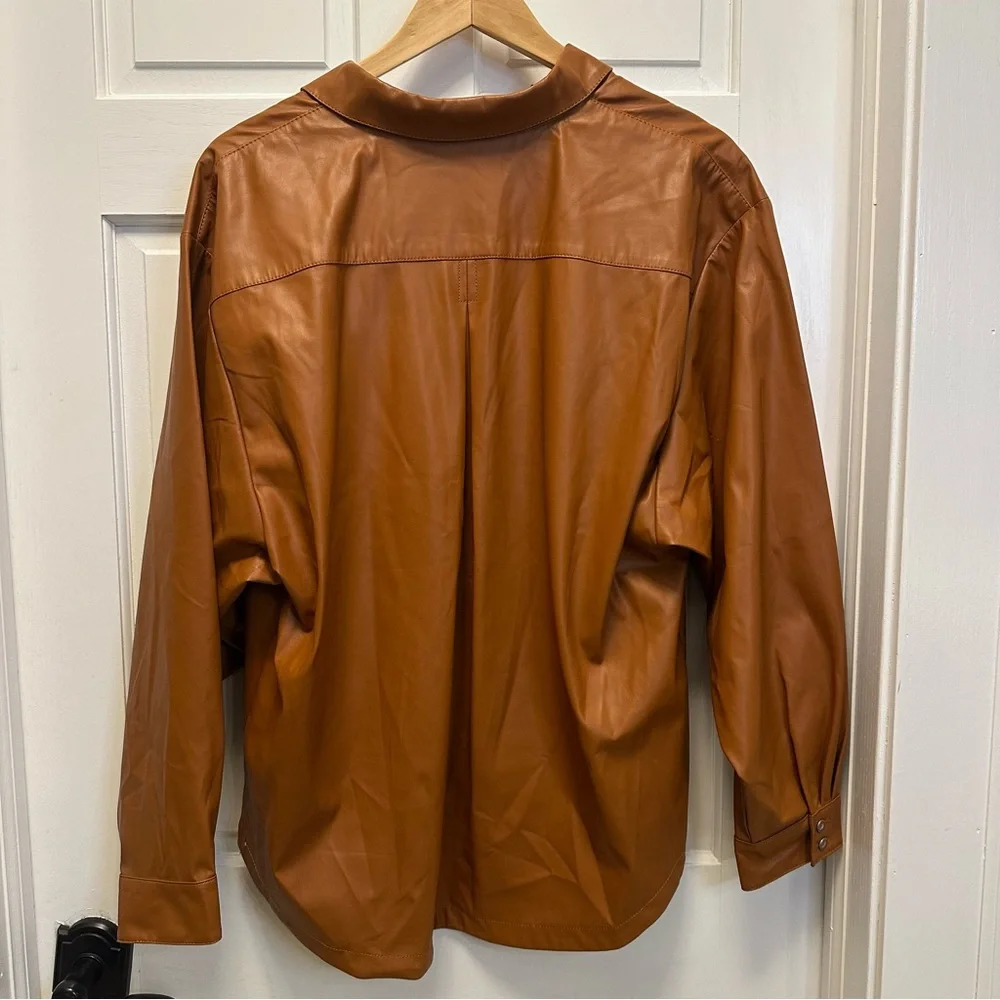 Anthropologie Tan Faux Leather Top (C) - Picture 3 of 8